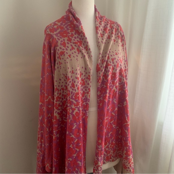 Jessica London Chic Red and Beige Patterned Shawl Cardigan Sweater Size 18-20 - Picture 4 of 10